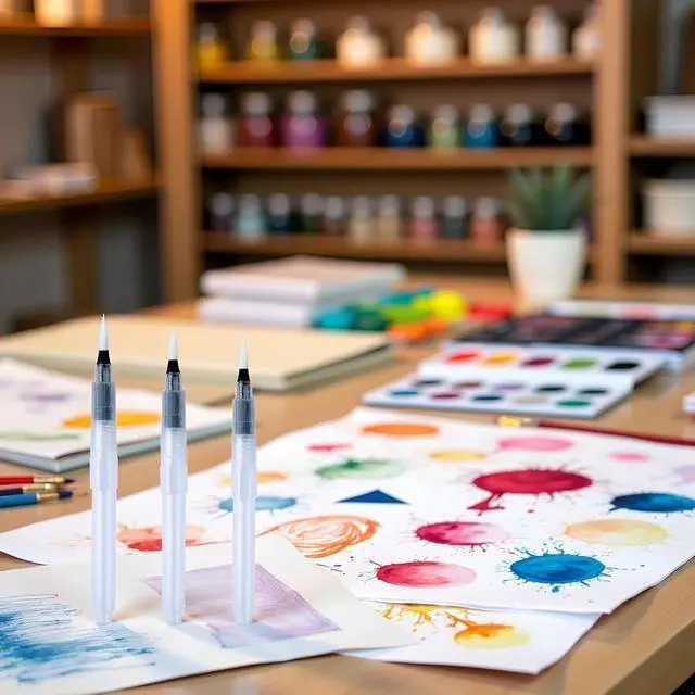 Alt view image 6 of 6 - 3Pcs Set Watercolor Brush Pens Set with Refillable Tips for Professional Drawing and Painting Tools