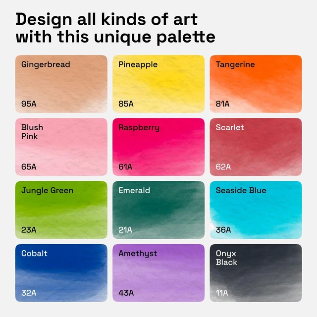 Alt view image 2 of 6 - 12 Watercolor Markers with Flexible Paint Brush Pens for Pros & Beginners - Consistent, Smooth, Bright, Washable, Non-Toxic, Ideal for Coloring, Calligraphy, & Manga