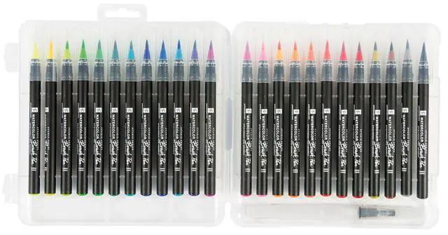 Alt view image 2 of 4 - Studio Series Watercolor Brush Marker Pens (Set of 24 pens, plus bonus water brush), Great for Hand Lettering, Calligraphy, Manga, Comics, Adult Coloring Books, Journals, and all DIY Drawing Art