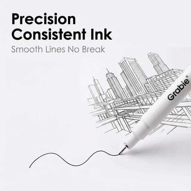 Alt view image 5 of 7 - Micro Fineliner Pens, 6 Black Waterproof Drawing Pens | Waterproof Pigment Ink, 6 Assorted Tip Sizes, Precision Fine Lines, Metal-Clad Nibs, Smooth Ink Flow, Smudge Resistant
