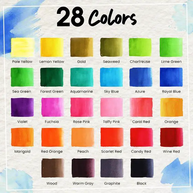 Alt view image 3 of 7 - 28 Watercolor Brush Pens - Drawing Art Supplies for Kids 9-12 | Watercolor Markers - Lettering, Coloring, Calligraphy, 15 Painting Pad, 2 Water Color Markers - Adults, Professional Artist