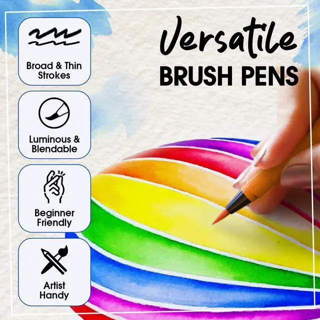 Alt view image 5 of 7 - 28 Watercolor Brush Pens - Drawing Art Supplies for Kids 9-12 | Watercolor Markers - Lettering, Coloring, Calligraphy, 15 Painting Pad, 2 Water Color Markers - Adults, Professional Artist