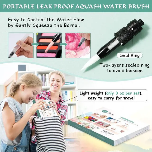 Alt view image 4 of 7 - 12Pcs Watercolor Brush Pens, Leakproof, 6 Point Tips, 6 Flat Tips | Portable Water Brush Pens for Travel, Perfect for Aquarelle, Gouache, Acrylics, Refillable Paint Pens, Arts Value Set, Gift