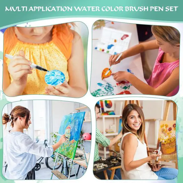 Alt view image 7 of 7 - 12Pcs Watercolor Brush Pens, Leakproof, 6 Point Tips, 6 Flat Tips | Portable Water Brush Pens for Travel, Perfect for Aquarelle, Gouache, Acrylics, Refillable Paint Pens, Arts Value Set, Gift