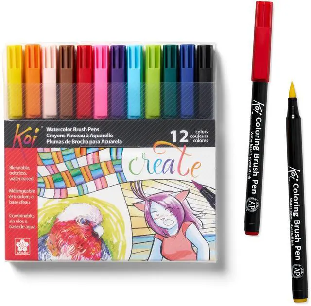 Main image of XBR-12SA 12-Piece Koi Assorted Coloring Brush Pen Set