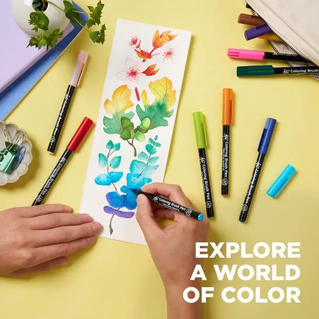 Alt view image 4 of 6 - XBR-12SA 12-Piece Koi Assorted Coloring Brush Pen Set