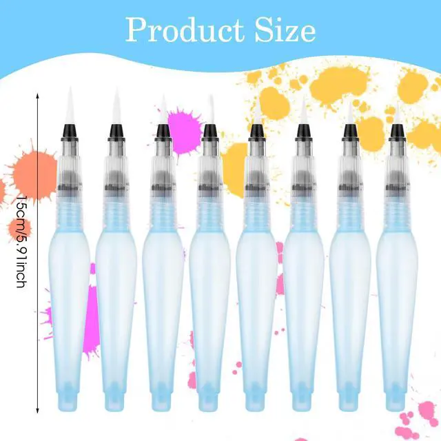 Alt view image 2 of 7 - 8-Piece Watercolour Brush Pens - Refillable Water Brush Pens for Watercolor Painting, Artists, Calligraphy
