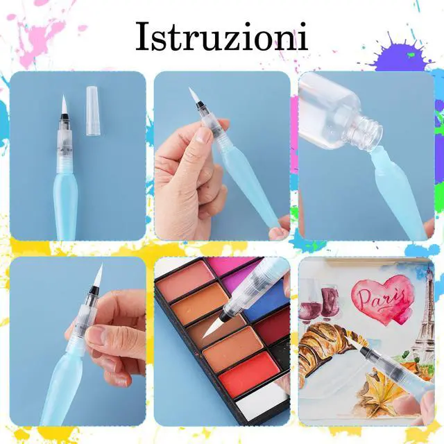 Alt view image 4 of 7 - 8-Piece Watercolour Brush Pens - Refillable Water Brush Pens for Watercolor Painting, Artists, Calligraphy