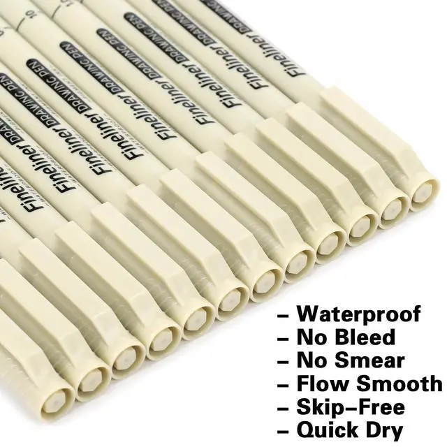 Alt view image 4 of 6 - Micro Fineliner Black Drawing Pens,12 Waterproof Watercolor Painting Art Supplies Adults Anime Gifts Artist Fine Line Marker Archival Ink Micron Set Sketch Outline Manga Sketching Zentangle Teen Stuff