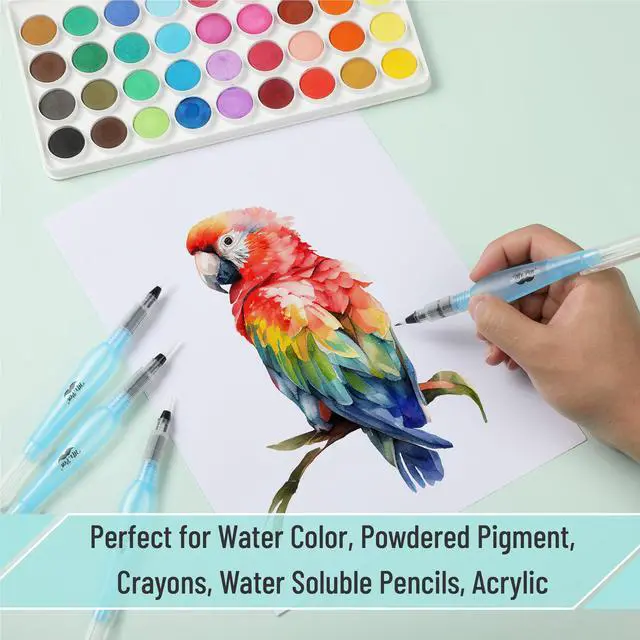 Alt view image 6 of 6 - Watercolor Brush Pens, 4 pcs, 4 x Point Tips, Blue Set, Large | Nylon Bristles, Refillable Watercolor Pens for Acrylic, Gouache, Crayons, Ideal for Artists, Drawing, Sketching