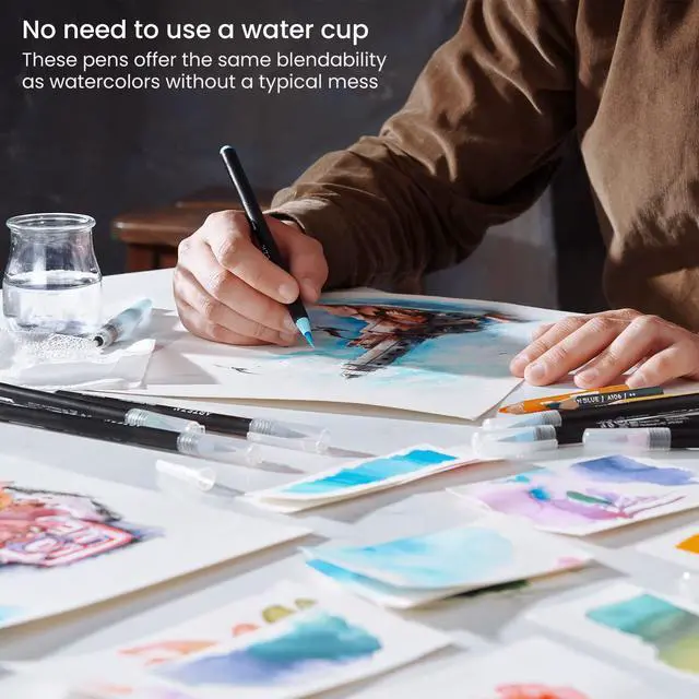 Alt view image 6 of 7 - Real Brush Pens, 12 Watercolor Pens, Drawing Markers with Flexible Brush Tips, Watercolor Markers for Artists, and Beginners | Smooth Ink Flow
