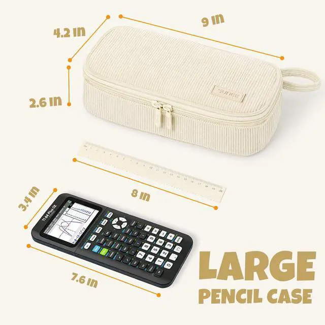 Alt view image 5 of 7 - Cute Pencil Case, Soft Corduroy Large Capacity Pencil Pouch, Aesthetic Zipper Pencil Bag, Big Storage Pen Organizer for Stationery, Pencil Box Back to School Supplies for Teen Girls Boys, Beige