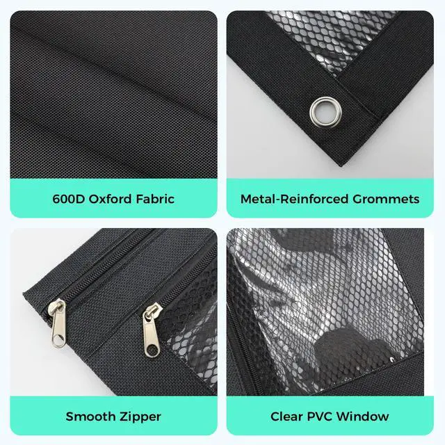 Alt view image 5 of 7 - Pencil Pouch for 3 Ring Binder, Pencil Case with Zipper, 600D Fabric Pencil Pouch Bag Holder Accessories, Clear Window Pencil Case Aesthetic Back to School Organizer Pockets for Boy Girl (Black)