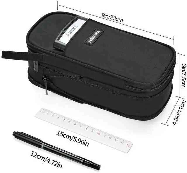 Alt view image 4 of 7 - Foldable Pencil Case Pouch Bag for Boys Teens Big Capacity Box,Black | Expandable,Cute,Durable Zipper,Lightweight,Aesthetic,Back to School Supplies Gift for Kids Students College Adults Preppy