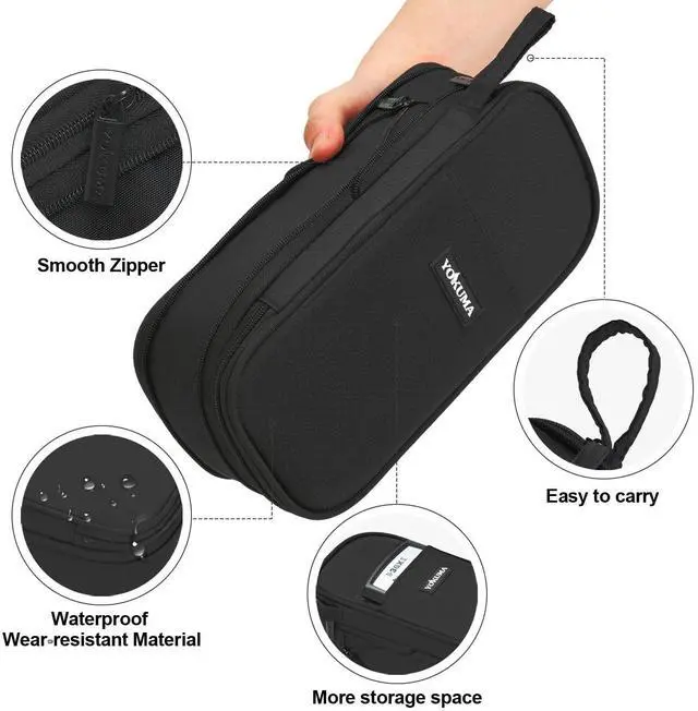 Alt view image 5 of 7 - Foldable Pencil Case Pouch Bag for Boys Teens Big Capacity Box,Black | Expandable,Cute,Durable Zipper,Lightweight,Aesthetic,Back to School Supplies Gift for Kids Students College Adults Preppy