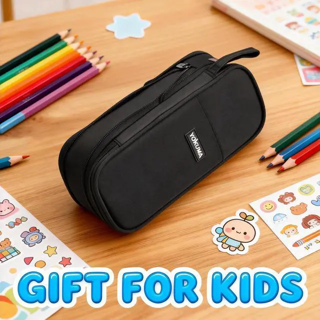 Alt view image 7 of 7 - Foldable Pencil Case Pouch Bag for Boys Teens Big Capacity Box,Black | Expandable,Cute,Durable Zipper,Lightweight,Aesthetic,Back to School Supplies Gift for Kids Students College Adults Preppy