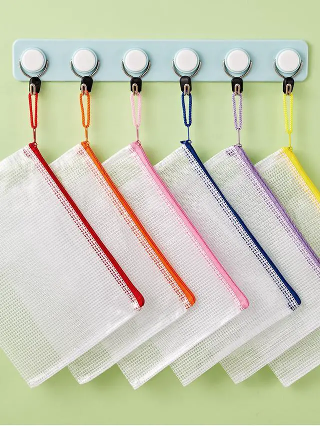 Alt view image 6 of 7 - A5 Mesh Zipper Pouches, 6x9inch Pencil Pouches for School, 30 Pack | 10 Colors Mesh Zipper Pouches, Waterproof Zipper Reusable Pouch for Office Supplies, Cosmetics, Bikini, Travel Storage