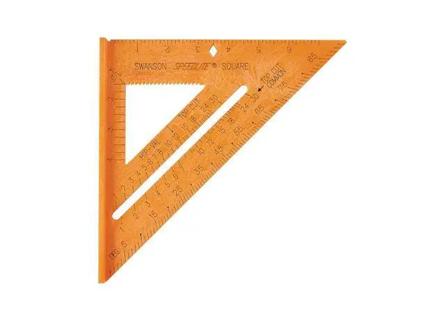 Main image of T0118 8 inch Orange Composite Speedlite Speed Square Layout Tool, made of High Impact Polystyrene | Made in America 8" bright orange layout tool has a lightweight framing square & saw guide
