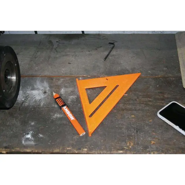 Alt view image 3 of 7 - T0118 8 inch Orange Composite Speedlite Speed Square Layout Tool, made of High Impact Polystyrene | Made in America 8" bright orange layout tool has a lightweight framing square & saw guide