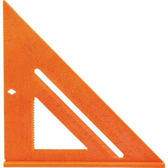Alt view image 7 of 7 - T0118 8 inch Orange Composite Speedlite Speed Square Layout Tool, made of High Impact Polystyrene | Made in America 8" bright orange layout tool has a lightweight framing square & saw guide