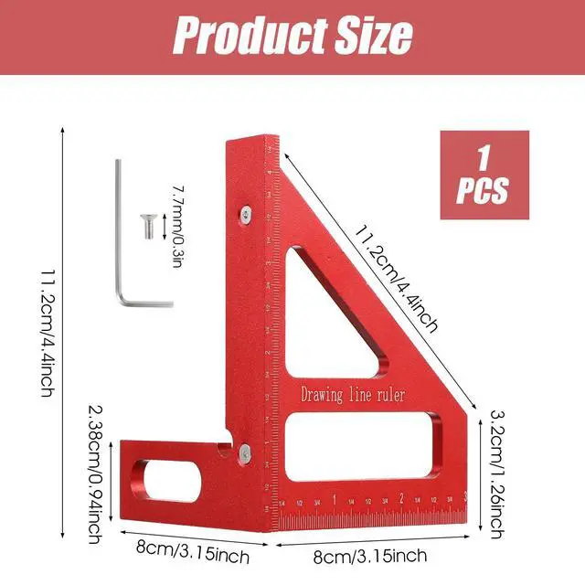 Alt view image 2 of 7 - 3D Multi Angle Square, Angle Measuring Ruler Imperial 45/90 Degree | Woodworking Measuring Tools, Drawing Line Ruler, High Precision Triangle Rulers, for Engineer, Carpenter Crafting
