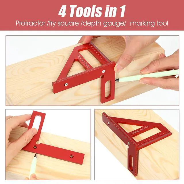 Alt view image 3 of 7 - 3D Multi Angle Square, Angle Measuring Ruler Imperial 45/90 Degree | Woodworking Measuring Tools, Drawing Line Ruler, High Precision Triangle Rulers, for Engineer, Carpenter Crafting