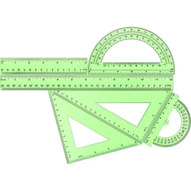 Alt view image 3 of 7 - 6 Pcs Math Geometry Ruler Straight Protractor Triangle, Green
