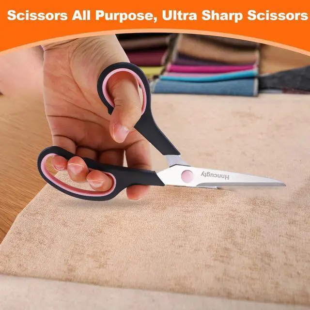 Alt view image 2 of 7 - Scissors for Office School Supplies, 8"Scissors All Purpose 6 Pack | Sharp Shears Bulk Set for Home Craft Sewing Fabric Middle School Student Teacher Supplies, Comfort Grip Right/Left Handed