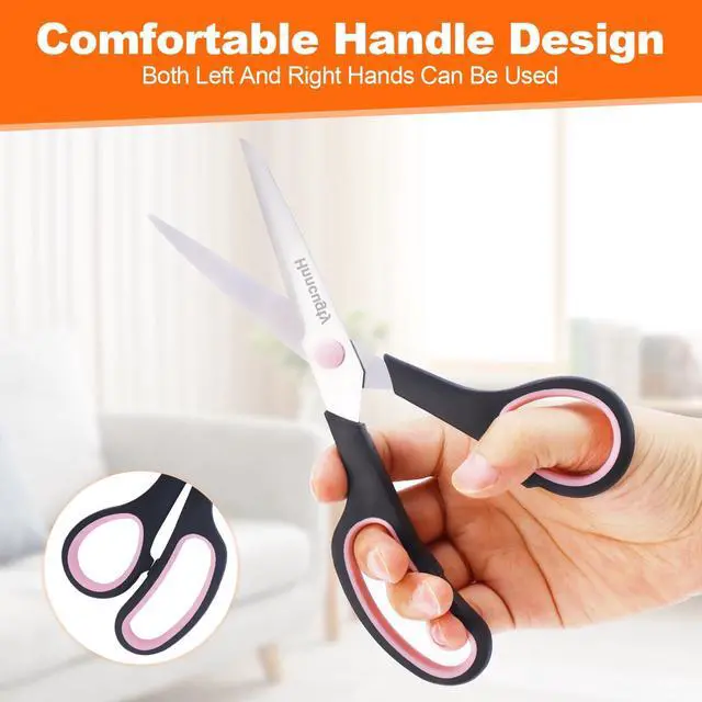 Alt view image 3 of 7 - Scissors for Office School Supplies, 8"Scissors All Purpose 6 Pack | Sharp Shears Bulk Set for Home Craft Sewing Fabric Middle School Student Teacher Supplies, Comfort Grip Right/Left Handed
