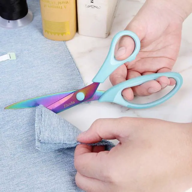 Alt view image 6 of 7 - 8.5" Scissors All Purpose, Multipurpose Office Scissors Set, Titanium Coating Sharp Blade, Soft Comfort-Grip, Ideal for Fabric, School, Home, Craft & Sewing, Right/Left Handed, Assorted Color, 3 Pack