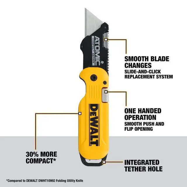 Alt view image 2 of 7 - Atomic Compact Series Push And Flip Folding Utility Knife