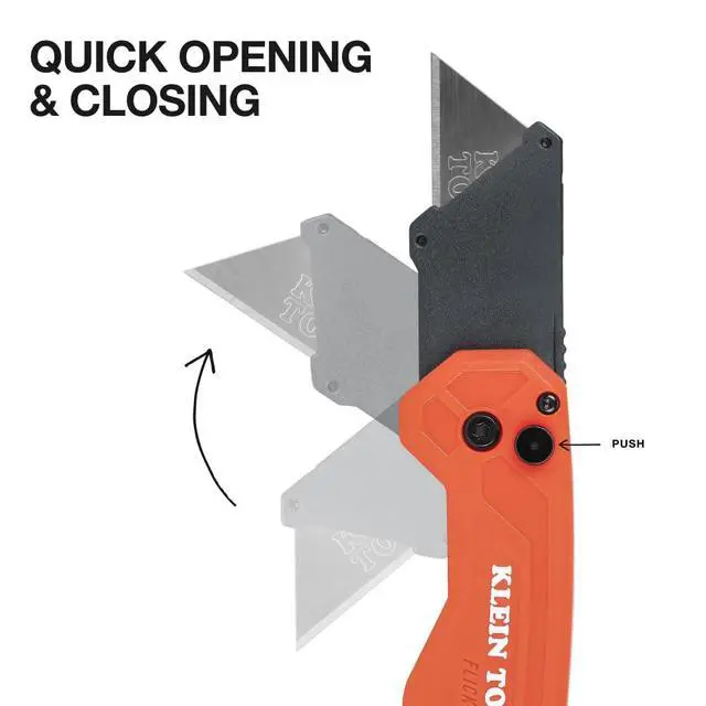 Alt view image 5 of 5 - 44307 FLICKBLADE Folding Utility Knife, Subcompact Design with Quick-Change Triple-Ground Carbon Steel Blade, Dual Locking Positions, and Pocket Clip