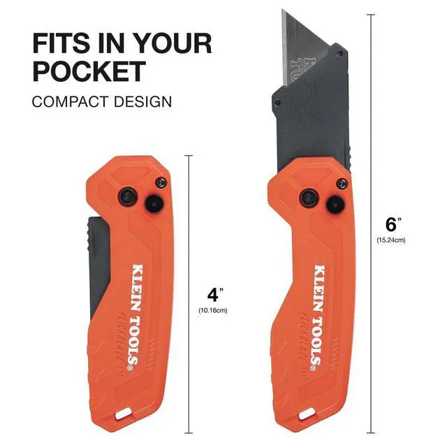 Alt view image 2 of 5 - 44307 FLICKBLADE Folding Utility Knife, Subcompact Design with Quick-Change Triple-Ground Carbon Steel Blade, Dual Locking Positions, and Pocket Clip