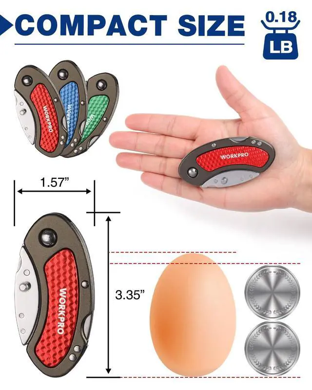 Alt view image 2 of 7 - Folding Utility Knife Set | Quick Change Blade, Back-lock Mechanism 3-piece with 10-piece Extra Blades, for DIY, Home, Office & Artcraft Use