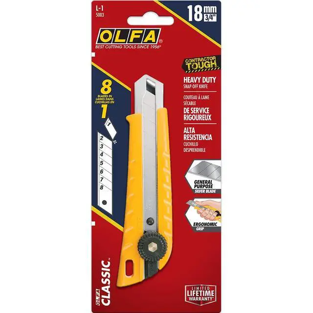 Alt view image 6 of 6 - 18mm Heavy-Duty Utility Knife (L-1) - Ratchet Lock, Snap-Off Blade | 18mm Japanese tool steel snap-off, ratchet-lock, ABS handle - Construction and drywall - Contractors and Construction