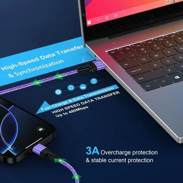 Alt view image 2 of 5 - Extra Long Carplay USB C to USB A Cable Fast Charging Android Phone Cord | 10FT USB A to Type C Android Phone Car Cord for Google Pixel 10 Pro XL 10 9 Pro Fold 8,iPhone 17e/16e/17 Pro Max/16 Pro Max