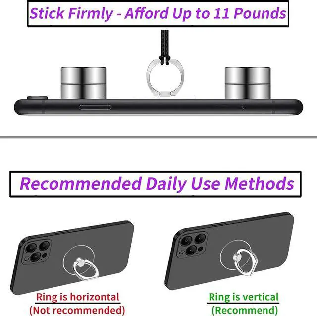 Alt view image 5 of 6 - Cell Phone Ring Grips Stand Holder,4pcs 360° Rotation Universal Finger Grip Kickstand for All Smartphones,Tablet and Case