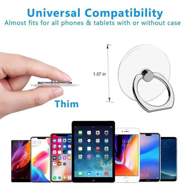 Alt view image 6 of 6 - Cell Phone Ring Grips Stand Holder,4pcs 360° Rotation Universal Finger Grip Kickstand for All Smartphones,Tablet and Case
