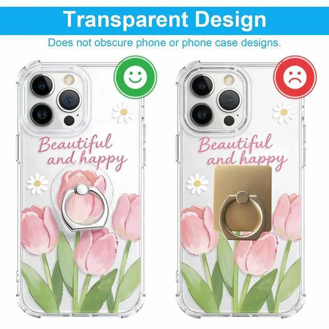 Alt view image 5 of 7 - Transparent Phone Ring Holder Stand 2 Pcs, 360° Rotation Cell Phone Ring Holder Mobile Finger Kickstand Hand Phone Grip for iPhone, Clear Phone Ring for Phone Case (Round)