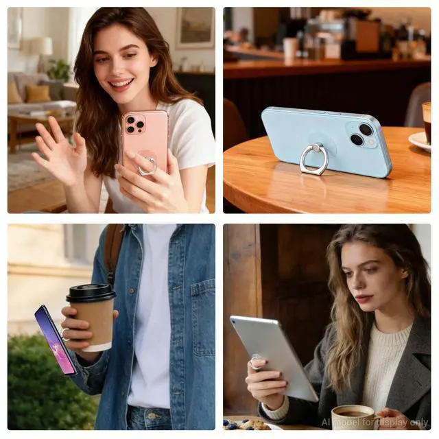 Alt view image 7 of 7 - Transparent Phone Ring Holder Stand 2 Pcs, 360° Rotation Cell Phone Ring Holder Mobile Finger Kickstand Hand Phone Grip for iPhone, Clear Phone Ring for Phone Case (Round)