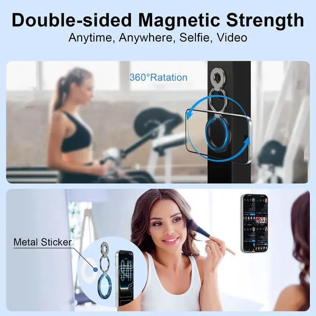 Alt view image 2 of 7 - Magnetic Phone Ring Holder for Samsung Galaxy S26 S25 Ultra S25 S24 FE S24 | Removable Magsafe Phone Grip with Kickstand for iPhone Air 17 Pro Max 17e 16e 16 15 14 13 12 Pro Max