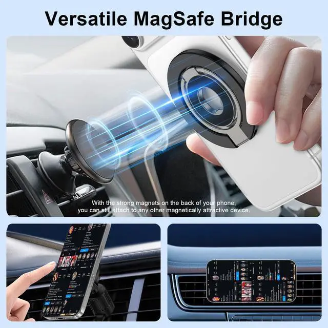 Alt view image 3 of 7 - Magnetic Phone Ring Holder for Samsung Galaxy S26 S25 Ultra S25 S24 FE S24 | Removable Magsafe Phone Grip with Kickstand for iPhone Air 17 Pro Max 17e 16e 16 15 14 13 12 Pro Max