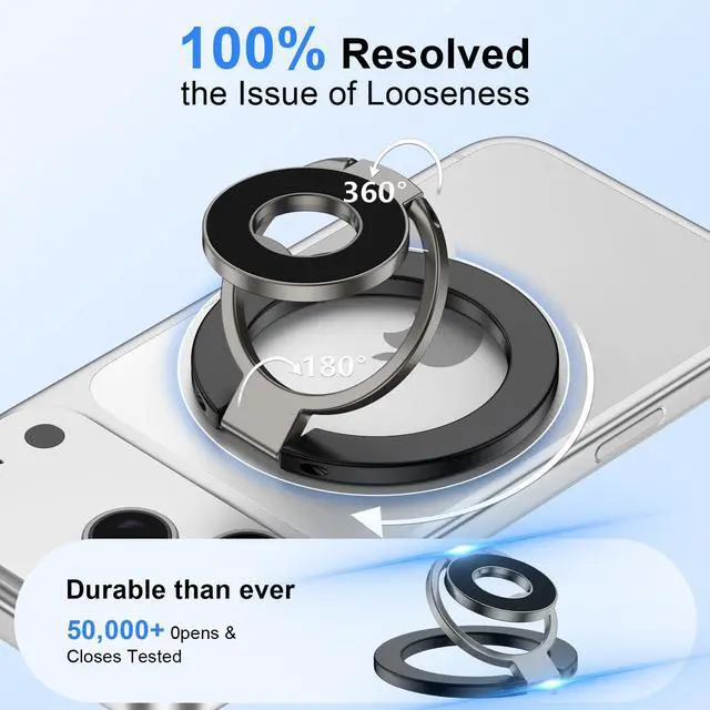 Alt view image 4 of 7 - Magnetic Phone Ring Holder for Samsung Galaxy S26 S25 Ultra S25 S24 FE S24 | Removable Magsafe Phone Grip with Kickstand for iPhone Air 17 Pro Max 17e 16e 16 15 14 13 12 Pro Max