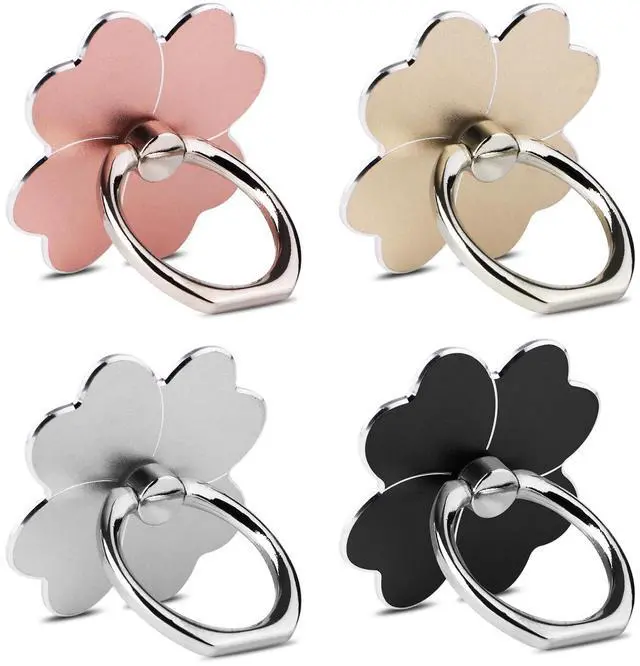 Main image of 4pc-Cell Phone Ring Stand,Cell Phone Ring Holder Flower,360 Rotate and 180°Angle Adjustable Metal Finger Ring Socket Grip Kickstand for Smartphones