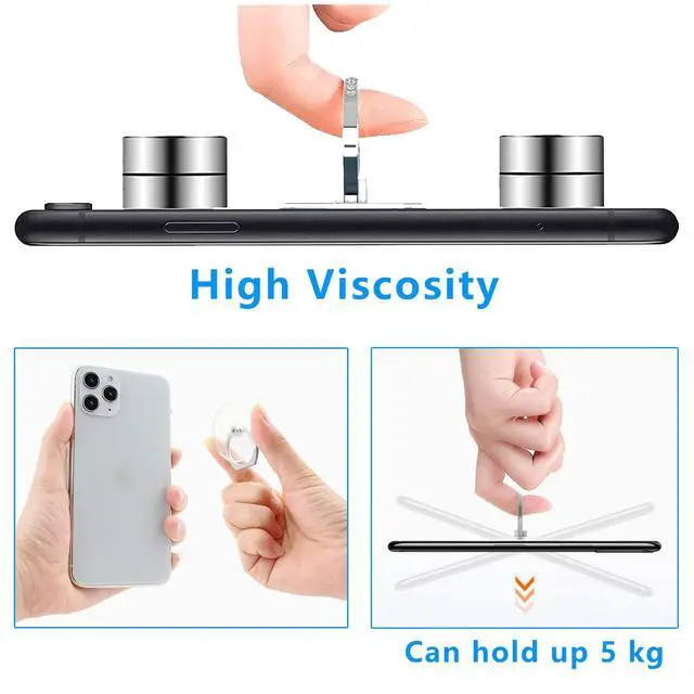 Alt view image 4 of 6 - Transparent Cell Phone Ring Grip Holder Stand 5 Pack Silver | 360° Rotation Clear Phone Ring Finger Kickstand Compatible with Most smartphones, Tablets,and Phone Cases