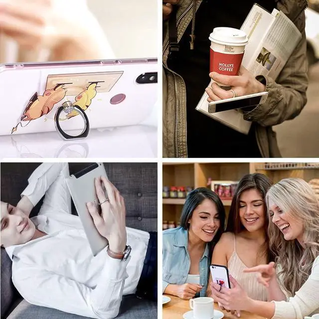 Alt view image 6 of 6 - Transparent Cell Phone Ring Grip Holder Stand 5 Pack Silver | 360° Rotation Clear Phone Ring Finger Kickstand Compatible with Most smartphones, Tablets,and Phone Cases