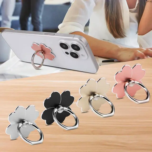 Alt view image 2 of 7 - 4pc-Cell Phone Ring Stand,Cell Phone Ring Holder Flower,360 Rotate and 180°Angle Adjustable Metal Finger Ring Socket Grip Kickstand for Smartphones