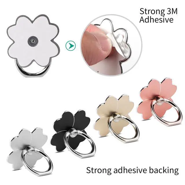 Alt view image 4 of 7 - 4pc-Cell Phone Ring Stand,Cell Phone Ring Holder Flower,360 Rotate and 180°Angle Adjustable Metal Finger Ring Socket Grip Kickstand for Smartphones