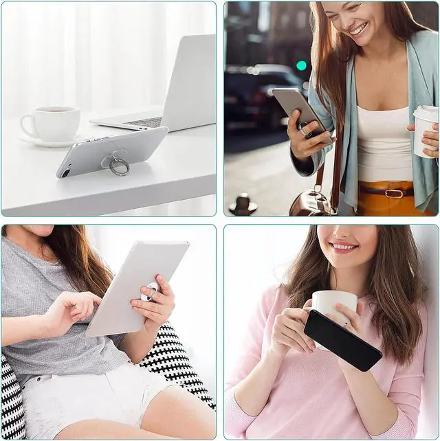 Alt view image 6 of 6 - 2pcs Diamond Phone Ring Stand HolderRound Transparent Phone Ring Kickstand360 Degree Rotation Finger Grip Compatible with All SmartphonesTablet and Case