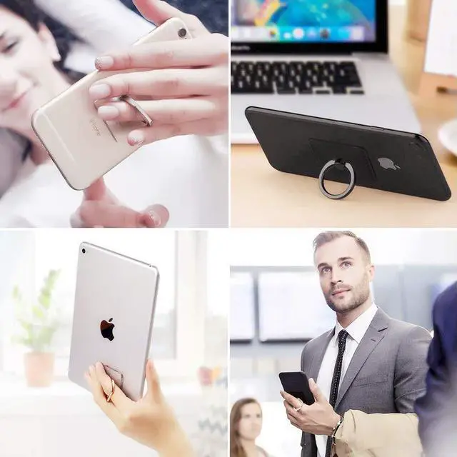 Alt view image 7 of 7 - Cell Phone Ring Holder Stand Transparent Finger Grip Loop 360 Degree Rotation Finger Ring Stand (2 Silver 2 Black (Round))